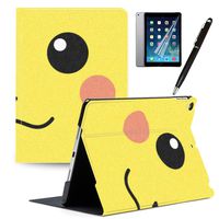 LJX iPad Mini 5 Case, Cartoon PU Leather Stand Flip Cover Cute Pikachu Patterns Protection Smart Auto Sleep/Wake Shell for Apple iPad Mini 5 A2133,A2124,A2126,A2125#A