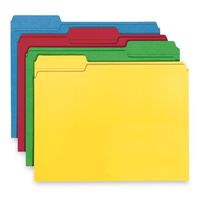 Smead 100% Recycled File Folder, Reinforced 1/3-Cut Tab, Letter Size, Assorted Colors, 100 per Box (12008)