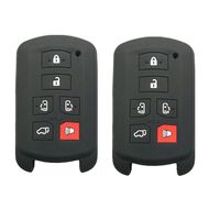 WFMJ 2Pcs Black Silicone Smart 6 Buttons Remote Key Chain Cover for 2011-2017 Toyota Sienna