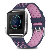 Jobese Compatible with Fitbit Blaze Bands, Two-Tone Soft Breathable Bands with Silver Metal Frame Compatible with Fitbit Blaze Silicone Accessories Wristbands