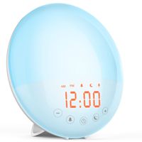 Wake Up Light Alarm Clock,Sunrise Alarm Clock with Sunrise/Sunset Simulation & White Noise Sleep Aid,7 Colors Atmosphere Lamp,8 Natural Sounds & Voice Recorder,FM Radio,Snooze for Kids Adults Bedroom