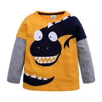 Toddler Boys Long Sleeve T-Shirts Dinosaur Sweatshirts Pullover Cartoon Tee Shirt Sport Tops for Kids 1-6Years Yellow