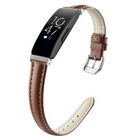 OenFoto Bands Compatible Fitbit Inspire & Inspire HR, Adjustable Leather Replacement Accessories Wristband Strap for Fitbit Inspire & Inspire HR Smartwatch, Women Men, Brown Small