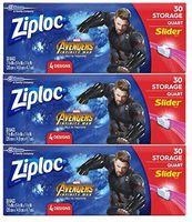 Ziploc Slider Storage Bag, Quart, 30 Count, Pack of 3 (90 Total Bags)- Featuring Marvel Studios' Avengers: Endgame