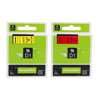 D1 45017 45018 Label Tape Black Print on Red/Yellow Compatible for Dymo Label Manager 160 280 260P 420P 120P 150 Label Maker Refill, 1/2 Inch x 23 Ft (12mm x 7m), 2-Pack