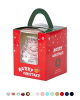Yotruth Christmas Cupcake Boxes Individual Gift Containers Easy Assembly 25 Sets with Handle Window and Insert (Choice Series)