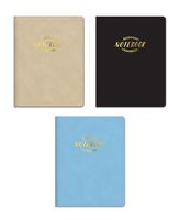 Studio Oh! 3-Count Large Leatheresque Classic Journal Notebook Trio Assortment in Black, Gold, Sky Blue