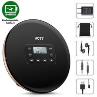 CD Player Portable,HOTT Latest Rechargeable Compact Walkman Personal CD Player with AUX Cable Headphone Electronic Skip Protection Anti-Shock Function for Kids/Adults with 10 Hours Playtimes(Black)