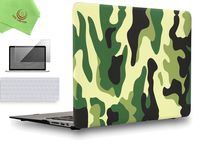 UESWILL 3in1 Rubberized Unique Pattern Solid Hard Shell Case Cover for MacBook Air 11 inch + Keyboard Cover and Screen Protector + Microfibre Cleaning Cloth,Camo/Green