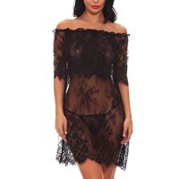 Uscahrm Womens Plus Size Lingerie Mesh See Through Babydoll Lace Chemise V Neck Halter Sleepwear Nightgowns(Black,2XL)