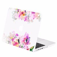 TOP CASE - Floral Reflection Pattern Graphic Rubberized Hard Case Compatible MacBook Pro 13" with Retina Display A1425 / A1502 (2012-2015 Release) - Green and Purple Flowers Reflection