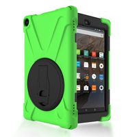 Wensltd Rubber Hybrid Hard Case Cover Stand Holder For Amazon Kindle Fire HD 8 2016 (green)