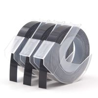 Exsun Compatible Label Tape Replacement for DYMO 3D Embossing Plastic Tape Work with Label Maker Office Mate II, Organizer Xpress Pro, LabelManager 1610, White on Black, 3/8''x 9.8', 3 Roll