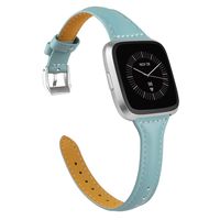 TOYOUTHS Leather Strap Compatible with Fitbit Versa/Versa 2 Bands for Women Men Slim Genuine Leather Wristbands Replacement for Versa Lite Edition/Versa SE Classic Accessorie Smoky Blue