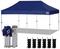 Eurmax 10'x20' Ez Pop Up Canopy Tent Commercial Instant Canopies with Heavy Duty Roller Bag,Bonus 6 Sand Weights Bags (Navy Blue)