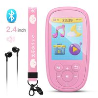 AGPTEK MP3 Player for Kids, Children Music Player with Bluetooth, Built-in Speaker 8GB, 2.4 Inch Color Screen, Support FM Radio, Video, Voice Recorder, Expandable Up to 128GB,Pink