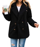 PRETTYGARDEN Women's Warm Long Sleeve Lapel Open Front Button Draped Fleece Coat Fluffy Outwear with Pockets