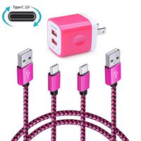 Wall Charger, Ailkin Dual USB Port Travel Adapter with 6FT Nylon Braided USB C Charge Cable