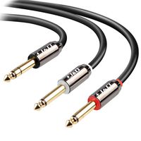 J&D 6.35 mm to 2x 6.35 mm Cable, Gold Plated [Copper Shell] [Heavy Duty] 6.35mm 1/4" TRS Male to Dual 6.35mm 1/4" TS Male Mono Insert Cable Stereo Audio Adapter Y Splitter Cable - 9 Feet