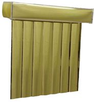 Gold Mirror Vinyl Vertical Blinds with 3-1/2" Reflective Vanes, 92" Wide x 60" Long, Cordless