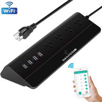 Smart Power Strip, Multiple Outlets WiFi Surge Protector Compatible with Alexa & Google Home, 4 USB Charging Stations and 4 Independent Smart Plugs, 6 Feet Extension Cord -Black