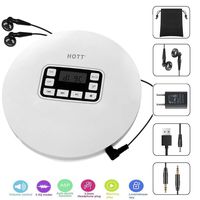 Portable CD Player, CCHKFEI Personal Compact Disc CD Player with LCD Display and Headphones, CD Player Portable Compact Walkman with Anti-Scratch Skip Protection Anti-Shock Function (White)