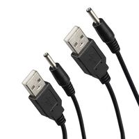 USB 2.0 A Male to DC 3.5x1.35 mm 5 Volt 24AWG DC Barrel Jack Power Cable 3FT, Black (Max 2.5 Ampere Power Cable, Center PIN Positive) 2Pack