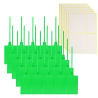 Mini Skater 25Pcs Large Plastic Parcel Label Tags Multi-Color Self Locking Nylon Writable Marker Ties Luggage Identification Tags Cable Cord Organizing Consignment Tags with 30Pcs Sticky Label (Green)