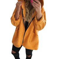 Drfoytg_Women's Fur & Faux Fur Jackets & Coats Women Oversized Fuzzy Fleece Zipper Hooded Winter Outwear with Pockets Drfoytg Yellow