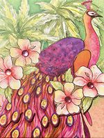 Punch Studio Gold Foil Gem Embellished Mini Pocket Notepad ~ Tropical Hibiscus Peacock 61546