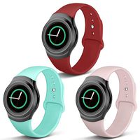 NAHAI Compatible Gear S2 Band, Soft Silicone Straps Sport Bands Adjustable Replacement Wristband Watch Bracelet for Samsung Gear S2 Smartwatch, Small, 3 Pack-Sand Pink/Teal/Red