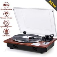 Record Player with Speakers Turntable for Vinyl Records Wireless in & Out USB Direct Vinyl to MP3 Recording Professional LP Phonograph Automatic Vintage Solid Record Player with Retro Wood Design