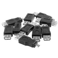 10Piece USB Mini USB 2.0 Adapters Male to Female F/M Micro Conector Splitter Black