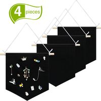 4 Pieces Wall Display Banners Blank Wall Canvas Banner Enamel Pin Banners for Display, Buttons and Label Collections (Black)
