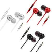 homEdge 3 Packs Metal Jacket Magnetic in-Ear Earphone with Mic and Remote Control，3.5mm Wired Aluminum Case Earbuds Headset Headphone for Smartphone, Desktop, Laptop, MP3, Walkman (Black+White+Red)