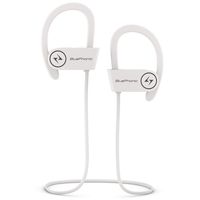 Bluephonic Wireless Sport Bluetooth Headphones, Hd Beats Sound Quality, Sweat Proof Stable Fit in Ear Workout Earbuds, Ergonomic Running Earphones, Noise Cancelling Microphone (White)