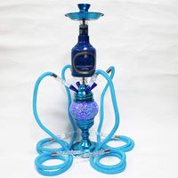 DM-HC 29.5" 4 Hose Hookah Combo Kit Set, Shisha Pipe Glass Base Metal Material Smoking Water Pipe Bong 025,B