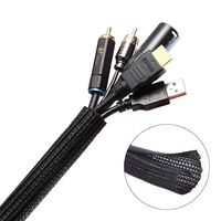 Keco 25ft - 1 inch Cable Management Sleeve Wire Loom Cord Protector - Self Wrap Cable Sleeve Split Sleeving Cord Organizer for TV Computer Automotive Office Home Entertainment - Black
