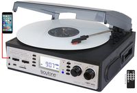 Boytone BT-19DJS-C 3-speed Turntable, 2 Built in Speakers Large Digital Display AM/FM, Cassette, USB/SD/AUX/MP3, Recorder & WMA Playback /Recorder & Headphone Jack + Remote Control