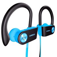 Bluetooth Headphones, Anbes Wireless Earbuds, IPX7 Waterproof Sports Earphones with Ear Hooks & Mic, HD Stereo in-Ear Headphones Gym Running Workout, 8 Hours Battery Noise Canceling Headsets