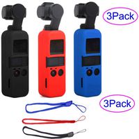 ZLMC Silicone Case with Lanyard Compatible with DJI Osmo Pocket Accessories Protector Shock Proof Silicone Cover with Wrist Rope (Red Black Blue) (red Black Bule)