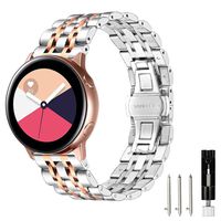 YOFUNTLE Compatible for Samsung Galaxy Watch Active 2 40mm/44mm Bands,Men Stainless Steel Watchband Solid Metal Replacement Strap Wristband for Galaxy Watch Active 40mm/Galaxy Watch 42mm (Silver Rose)