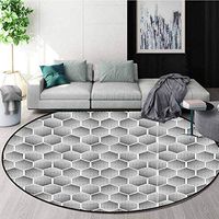 RUGSMAT Retro Round Area Rug,Hexagonal Comb Pointillism Non-Skid Bath Mat Living Room/Bedroom Carpet Round-55
