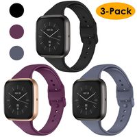 CAVN 3 Pcs Sport Bands Compatible with Fitbit Versa 2 / Versa/Versa Lite, Bands for Women Men Silicone Narrow Watch Strap Replacement Waterproof Breathable Wristband Accessories