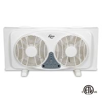 JPOWER Digital Window Fan with Twin 9-Inch Reversible Airflow Blades and 3-Speed Fan Switch with Built-in Thermostat, ETL Safety Listed