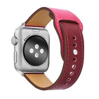 Tensea Leather Band Compatible with Apple Watch Band 38mm 40mm, Premium Genuine Leather Straps Replacement for iWatch Apple Watch Series 1, Series 2, Series 3, Series 4, Series 5 (Red Wine/Rose)