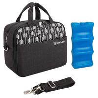 Lekebaby Breast Milk Cooler Bag with Contoured Ice Pack Fits 6 Breastmilk Baby Bottles Baby Bottle Cooler Bag for Nursing Mothers, Black