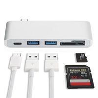 Type-C Hub Adapter,WMTGUBU 5 in 1 Combo Hub,Aluminum USB-C Charging Port,2 USB 3.0 Ports,SD/Micro Card Reader for MacBook,MacBook Pro,Laptops Other USB Type-C Devices(Silver)