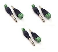 Lheng 6.35mm Audio Video TS Mono Male to 2 Pin Screw Terminal Female AUX Headphone Balum Converter Adapter 6Pcs