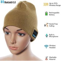 SINNESKY Bluetooth Beanie, Gifts for Men and Women, Wireless Beanie Music Hat with V5.0 Built-in HD Stereo Speakers & Microphone for Outdoor Sports, Christmas Birthday Thanksgiving Day Gift(Khaki)